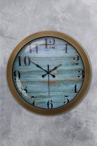 Kasva Concept Gift 36 cm Antique Metal Blue Wall Clock