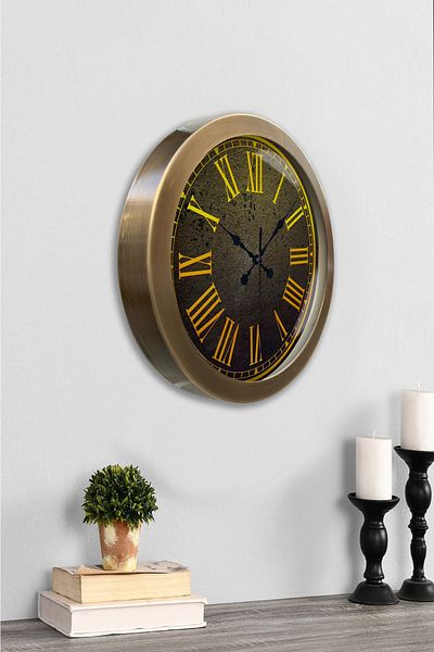 Kasva Concept Gift 36 cm Antique Metal Yellow Wall Clock
