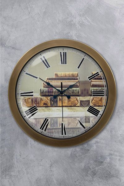 Kasva Concept Gift 36 cm Antique Metal Book Wall Clock