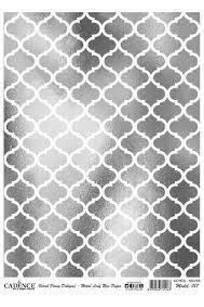 Cadence Brass Patterned Silver Foil Decoupage - Model:017