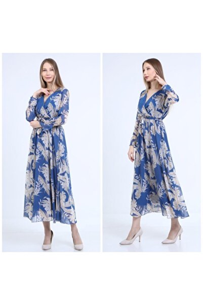 CİXAPLE Çiçek Desenli Uzun Şifon Elbise