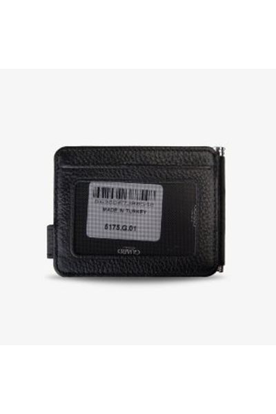GUARD Leather Card Holder - Black with Clip