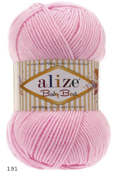 Alize Light Pink Baby Best 191 Hand Knitting Rope (Pack of 5)