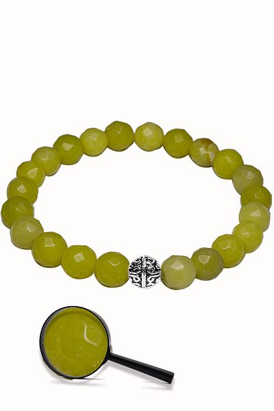 Tesbih Atölyesi Certified Olivine Stone Natural Stone Bracelet (with silver attachment)