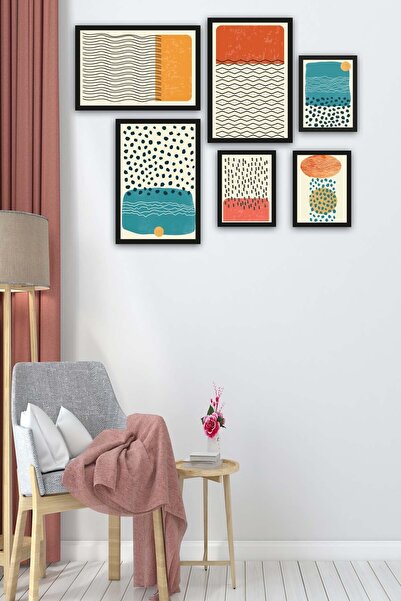 Conceptione 6 Parça Çizim Bohem Tarzda (siyah Çerçeve Görünümlü) Uv Baskı Tab...