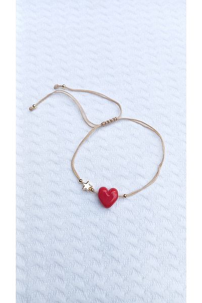 Atolye Ferda Heart Handmade Glass Murano Anklet Bracelet
