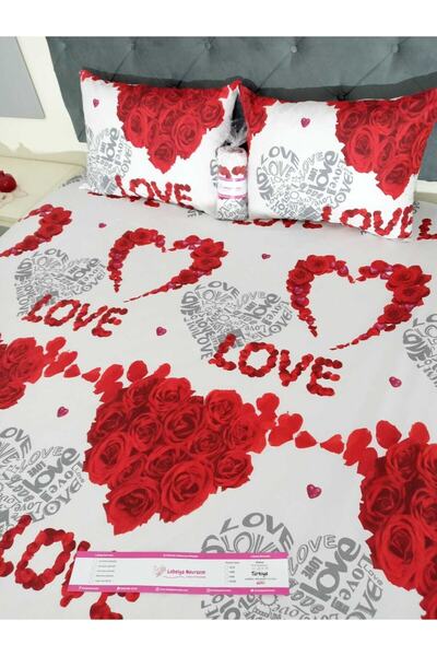 Lobelya Nevresim Комплект завивка King Size - Love Written Red (с чаршаф и възглавница)