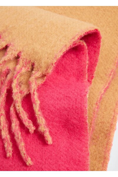 MANGO Woman Iki Renkli Püsküllü Atkı