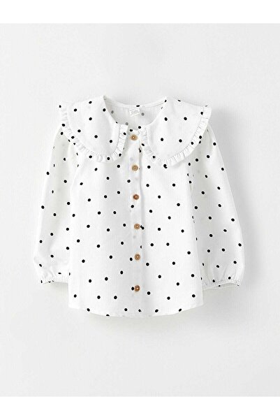 LC Waikiki Bebe Yaka Uzun Kollu Desenli Pamuklu Kız Bebek Gömlek