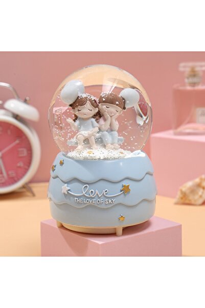 keyfim shop Sevimli Sevgililer Işıklı Müzikli Püskürtmeli Büyük Boy Kar Küres...