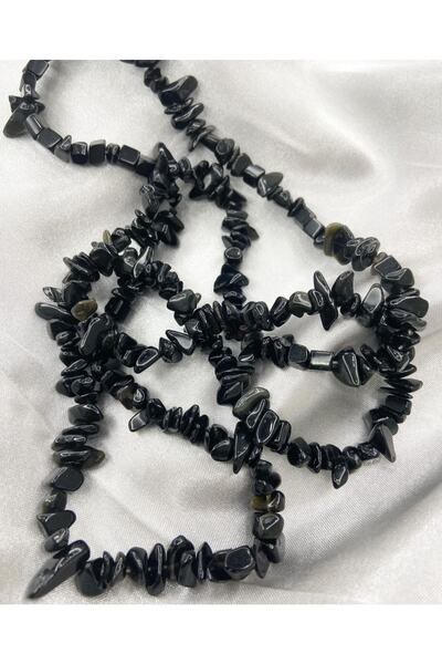 RLX BUJİTERİ سلسلة الأحجار الكريمة الطبيعية المكسورة من العقيق الأسود - سلسلة...