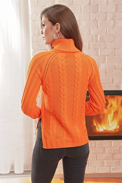 AQE FASHION Pulover ajurat împletit cu gât