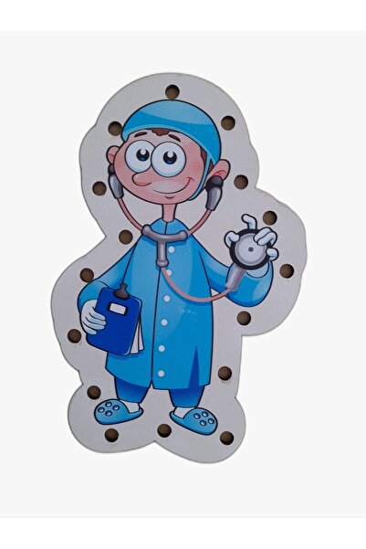 eryatex Ahşap Oyuncak Montessori Ip Geçirme Eğitici Oyuncak Delikli Renkli El Kas Zeka Geliştirici Oyuncak