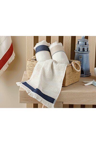 English Home Πετσέτα χεριών Marine Stripe που πλένεται 30x45 εκ. Μπεζ – Ναυτι...