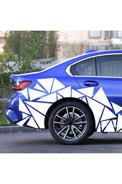 Vegatasarım Oto Araba Yan Kapı Sticker Çıkartma - Üçgen - Mat Beyaz