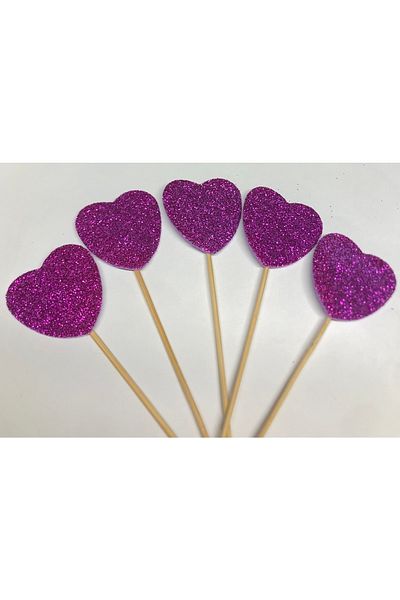 Mia Purple Glitter Heart Toothpicks 10pcs