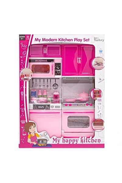 Genel Markalar Kız Çocuk Pembe Oyuncak Mutfak Seti Bulaşık Fırın Dolap Evcilik