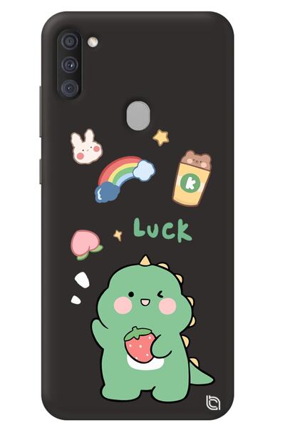 WANNA PROTECT Samsung M11 Black Premium Velvet Dinosaur Patterned Silicone Ph...