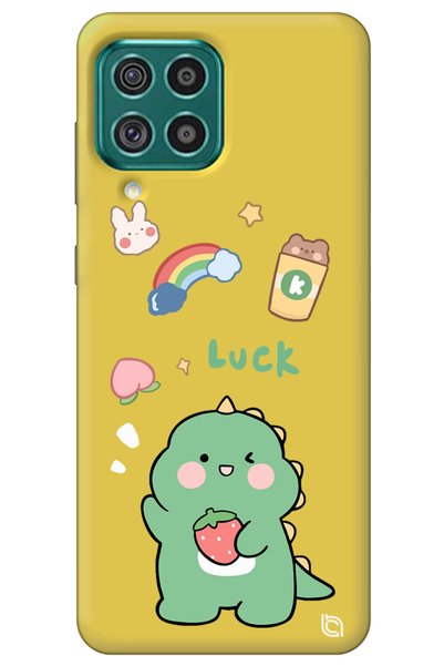 WANNA PROTECT Samsung M22 Yellow Premium Velvet Dinosaur Patterned Silicone P...