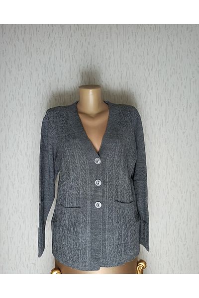 Ön-Er Giyim Buttoned Pocketed Winter Patterned Wool Mother Cardigan