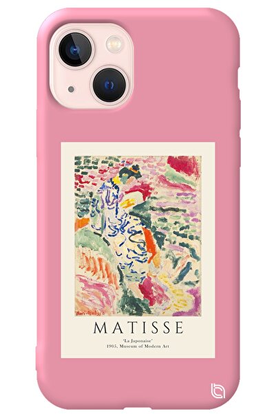 WANNA PROTECT Iphone 14 Pembe Premium Içi Kadife Matisse Desenli Silikon Tele...