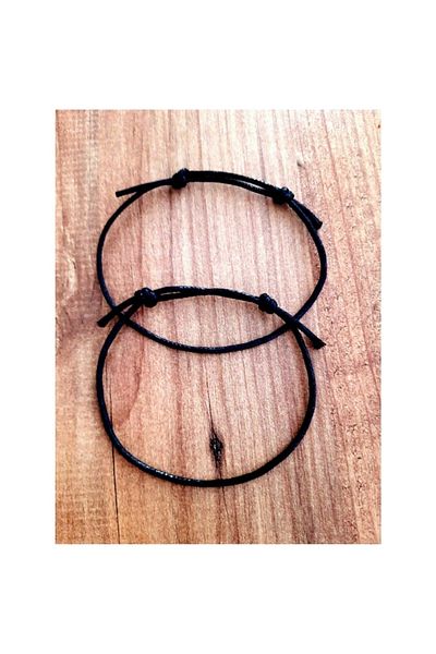 fullcontrol Black Thick Rope Bracelet 2 Pieces Knotted Adjustable Bijouterie Bracelet