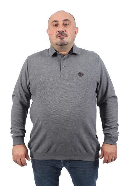 Starbattal Μεγάλο μέγεθος Polo Collar Sweat West Coast 22711-ανθρακί