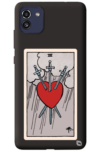 WANNA PROTECT Samsung A03 Black Premium Velvet Inside Tarot Heart Patterned S...