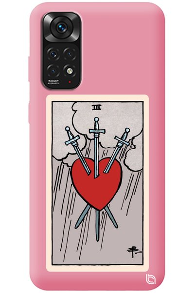 WANNA PROTECT Xiaomi Redmi Note 11 Pink Premium Velvet Inside Tarot Heart Pat...