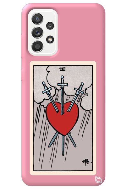 WANNA PROTECT Samsung A33 Pink Premium Velvet Inside Tarot Heart Patterned Si...