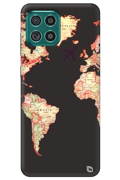 WANNA PROTECT Samsung A22 Black Premium Velvet Inside Map Patterned Silicone ...