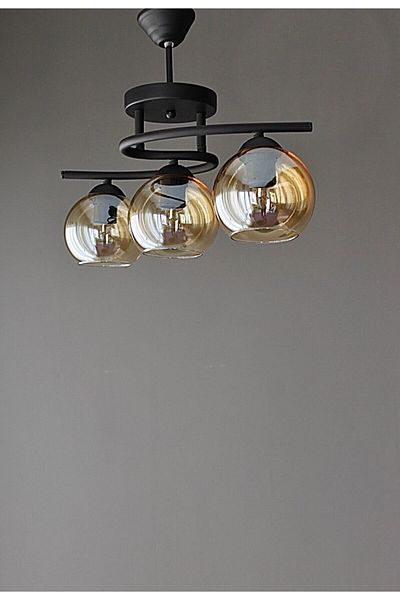 Uçar Lighting Modern Sports Retro Bomonti Black 3-Piece Chandelier