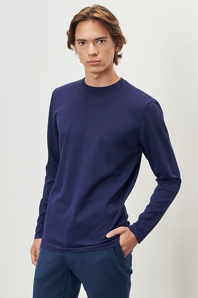 ALTINYILDIZ CLASSICS Marineblauer Standard-Strickpullover für Herren mit normalem Schnitt und Rundhalsausschnitt