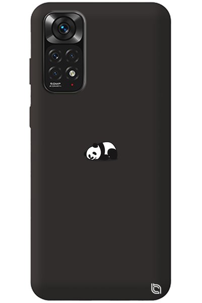 WANNA PROTECT Xiaomi Redmi Note 11 Black Premium Velvet Panda Patterned Silic...