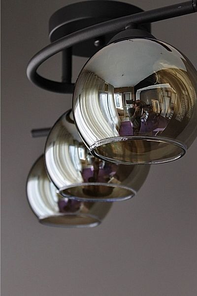 Uçar Lighting Modern Black Smoked Glass Poyraz 3-Piece Chandelier