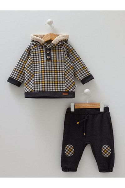 Caramell Mustard Colored Plaid Fur Suit