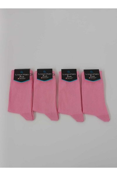 wear treasure Ünsex 4 Πακέτο Μονόχρωμες Ροζ Κάλτσες χωρίς ραφή