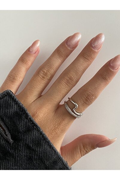 ringbox Gümüş Renkli Dalga Yüzük