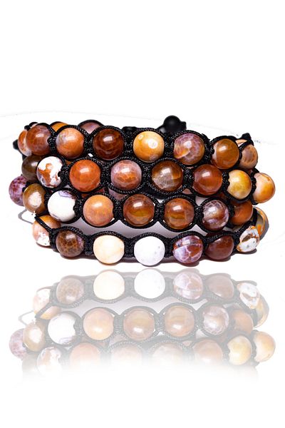 Tesbih Atölyesi Red White Natural Stone - Agate Bracelet (Brazil) Certified