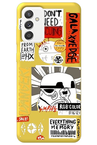WANNA PROTECT Samsung M52 Yellow Premium Velvet Danger Patterned Silicone Pho...
