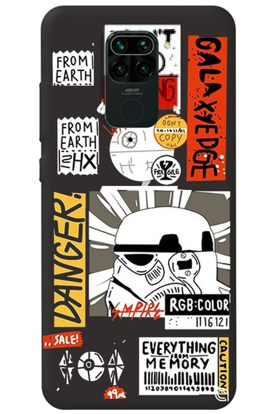 WANNA PROTECT Xiaomi Redmi Note 9 Black Premium Velvet Danger Patterned Silic...