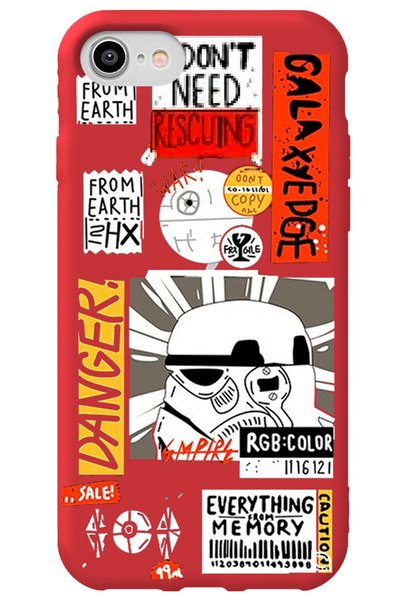 WANNA PROTECT iPhone 7 Red Premium Velvet Danger Patterned Silicone Phone Case