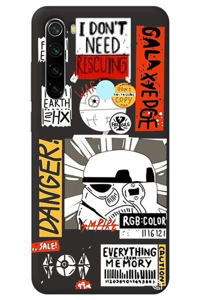 WANNA PROTECT Xiaomi Redmi Note 8 Black Premium Velvet Danger Patterned Silic...