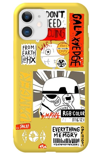 WANNA PROTECT iPhone 11 Yellow Premium Velvet Danger Patterned Silicone Phone...