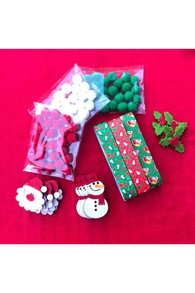 Yumuşakkeçe Set de Anul Nou Figura Pompon Panglică