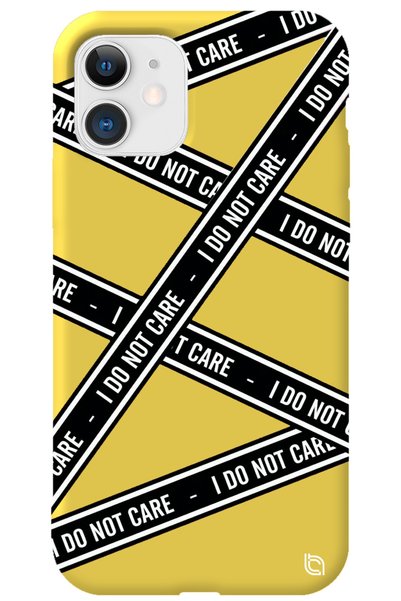 WANNA PROTECT iPhone 12 Yellow Premium Velvet Inside Dont Care Patterned Sili...