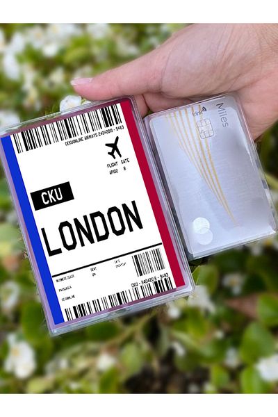 Cekuonline Flight Ticket London Patterned Universal Transparent Passport Case Model Suitable for All Country Passports