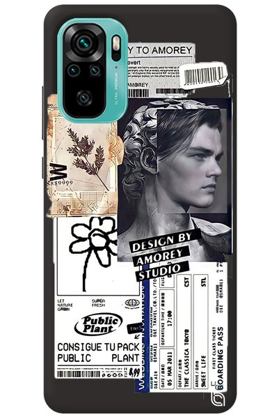 WANNA PROTECT Xiaomi Redmi Note 10 Black Premium Velvet Inside Collage Patter...