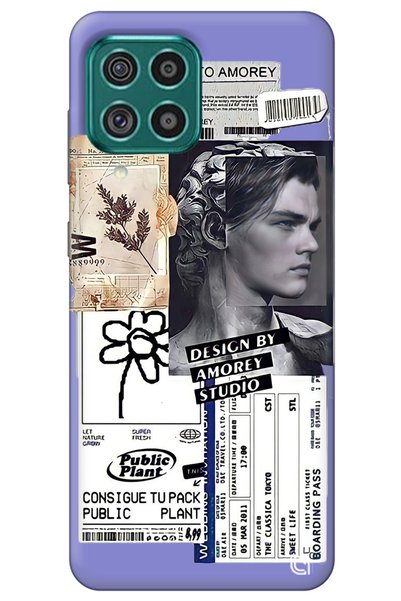 WANNA PROTECT Samsung M32 Lilac Premium Velvet Collage Patterned Silicone Pho...