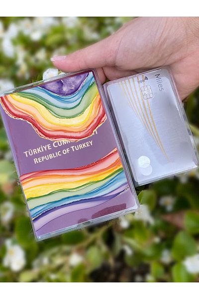 Cekuonline Rainbow Amethyst Patterned Universal Transparent Passport Case Model Suitable for All Country Passports